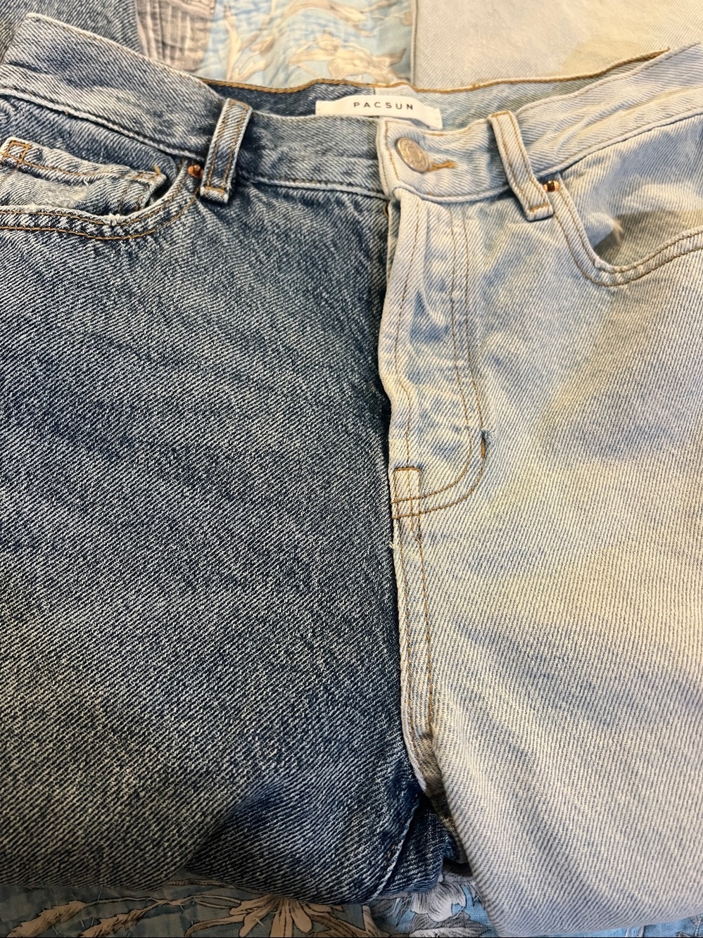 PacSun ladies Two-Tone Straight Jeans - Dark Blue & Light Blue size 24